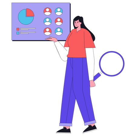 Female Analyze Employee Performance  Illustration