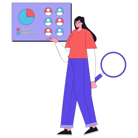 Female Analyze Employee Performance  Illustration