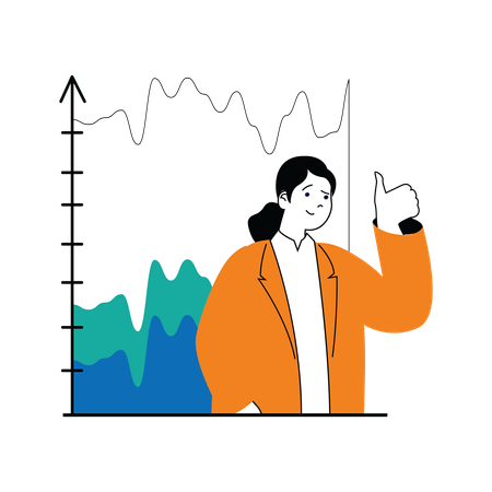 Female analyzer showing thumbs up  Illustration