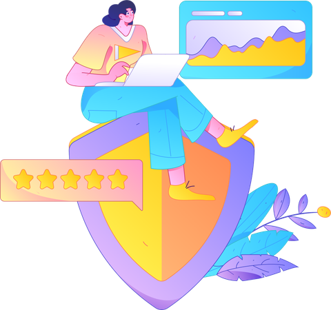 Female analyzing security  Illustration