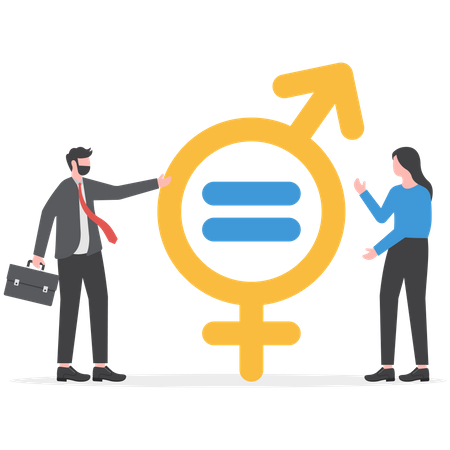 Female and male employee having equal opportunity  Illustration