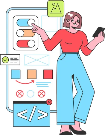 Female app developer  Illustration
