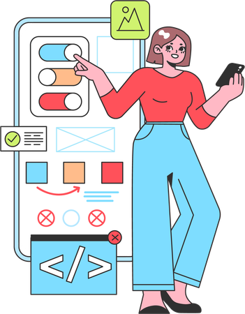 Female app developer  Illustration