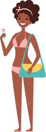 Female applying sunscreen Illustration