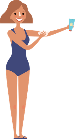 Female applying sunscreen  Illustration