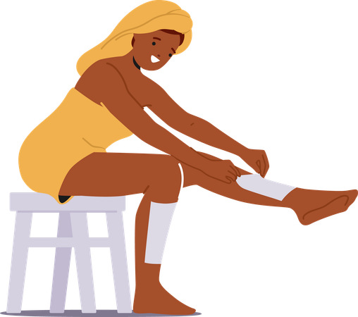 Female Applying Warm Wax  Illustration