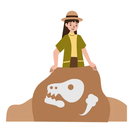 Female archaeologist Bone History  Illustration