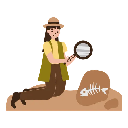 Female archaeologist Historical Artifacts  Illustration