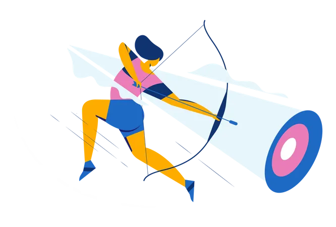 Female Archer Aiming target  Illustration