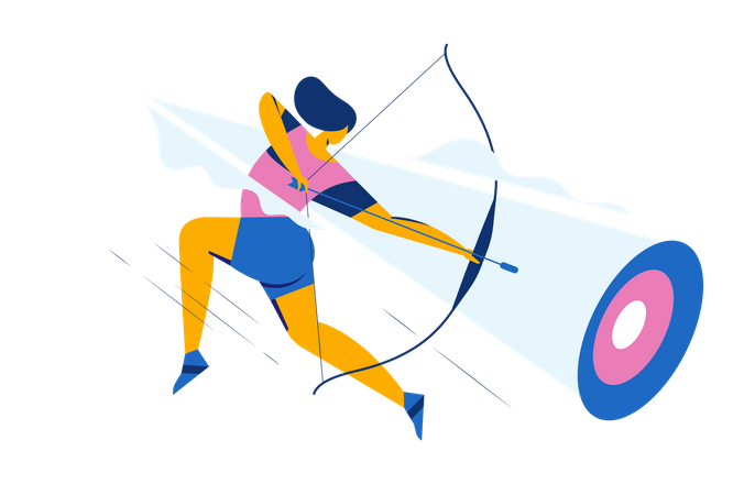 Female Archer Aiming target  Illustration