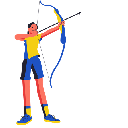 Female Archer Taking Aim  Illustration