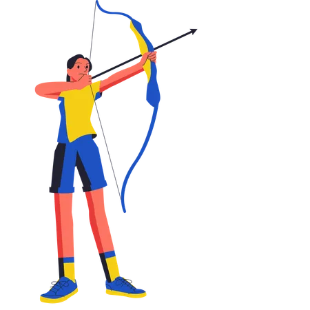 Female Archer Taking Aim  Illustration