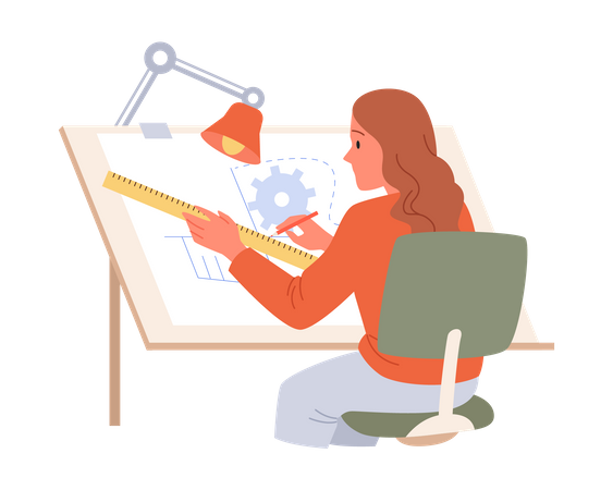 Female Architect Designer  Illustration