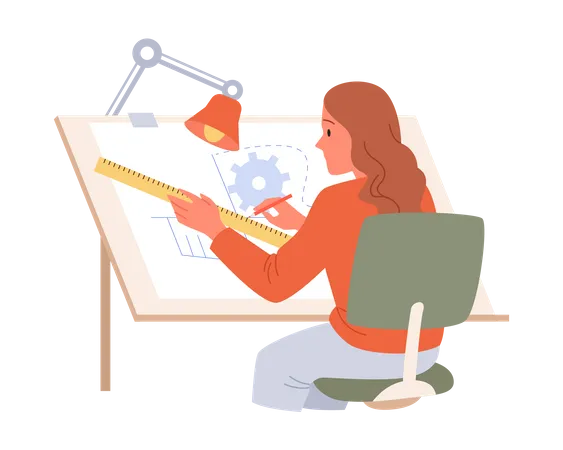 Female Architect Designer  Illustration