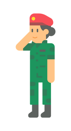 Female Army officer saluting Illustration