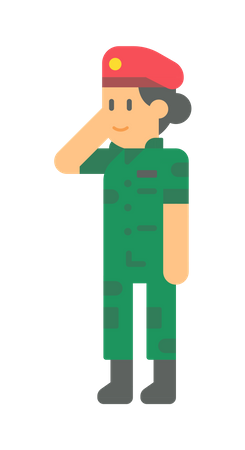 Female Army officer saluting  Illustration