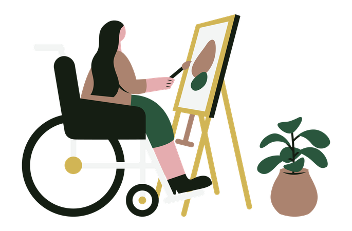 Female Artist in Wheelchair  Illustration