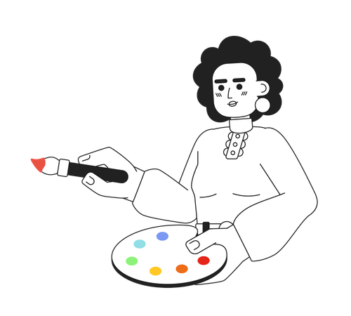 Female artist with paint brush  Illustration