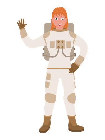 Female Astronaut Saying Hello  Illustration