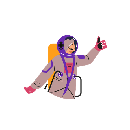 Female astronaut Sign that everything is ok  Illustration