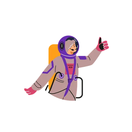 Female astronaut Sign that everything is ok  Illustration