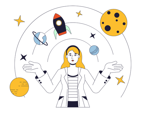 Female astrophysicist Illustration