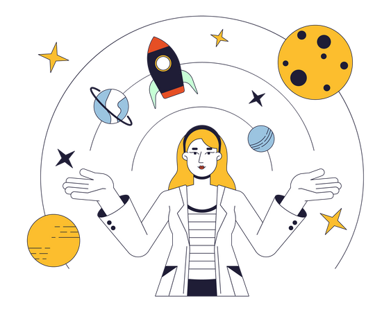 Female astrophysicist  Illustration