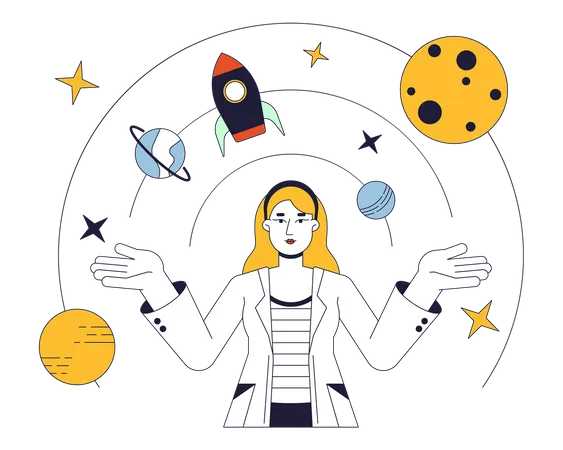 Female astrophysicist  Illustration