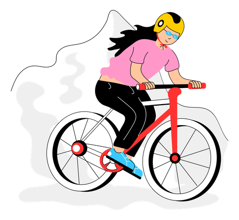 Female athlete cycling  Illustration