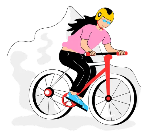 Female athlete cycling  Illustration