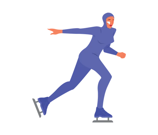 Female athlete doing ice skating Illustration