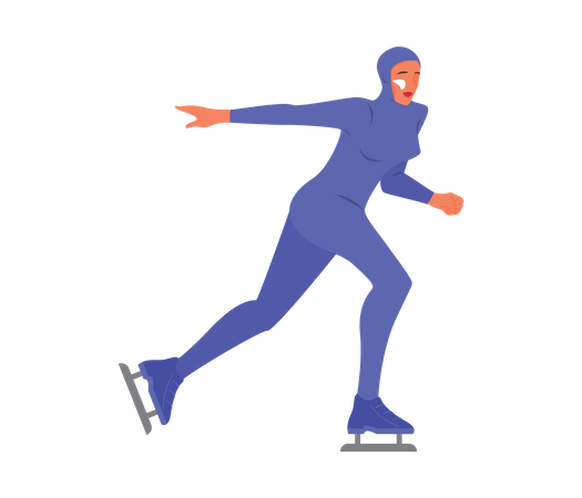 Female athlete doing ice skating  Illustration