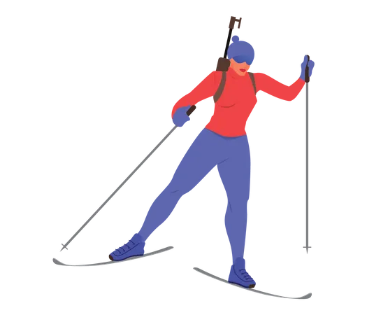 Female athlete doing ice skiing Illustration