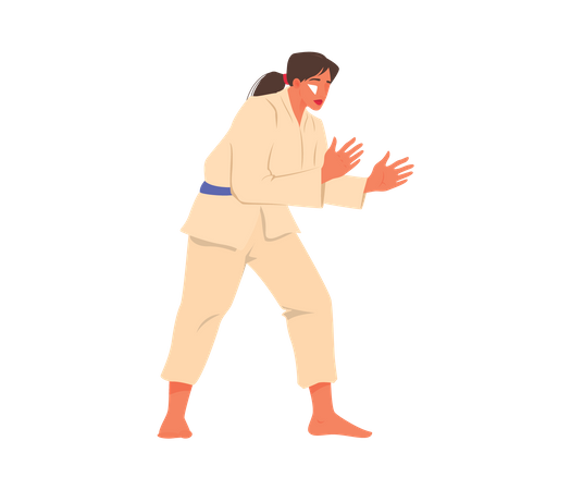 Female athlete doing karate Illustration