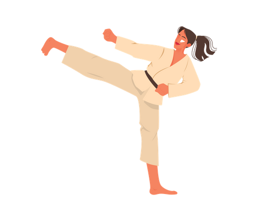 Female athlete doing karate practice Illustration