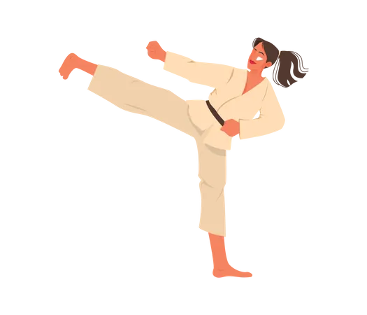 Female athlete doing karate practice Illustration