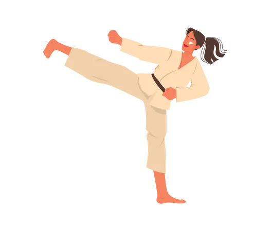 Female athlete doing karate practice  Illustration