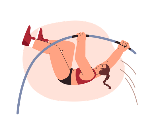 Female athlete doing pole jump  Illustration