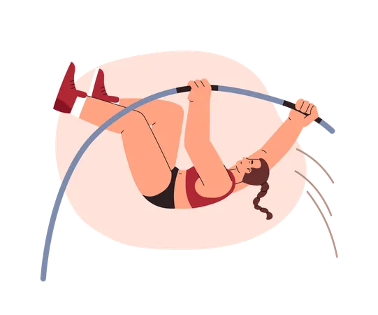 Female athlete doing pole jump  Illustration