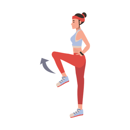 Female Athlete Engaged in Leg Stretch and Warm Up Exercise for a Healthy Lifestyle  Illustration