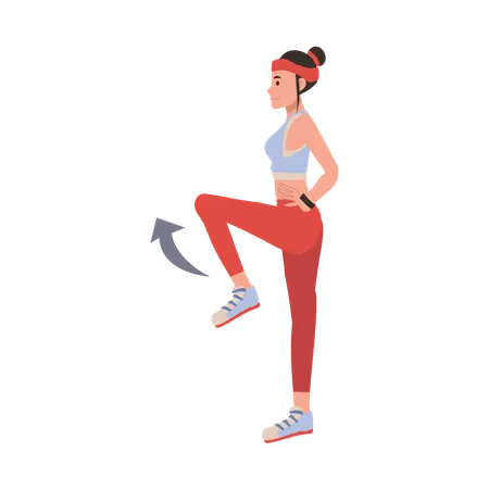 Female Athlete Engaged in Leg Stretch and Warm Up Exercise for a Healthy Lifestyle  Illustration
