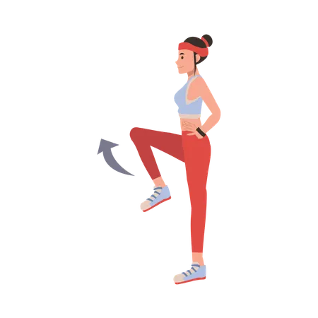 Female Athlete Engaged in Leg Stretch and Warm Up Exercise for a Healthy Lifestyle  Illustration