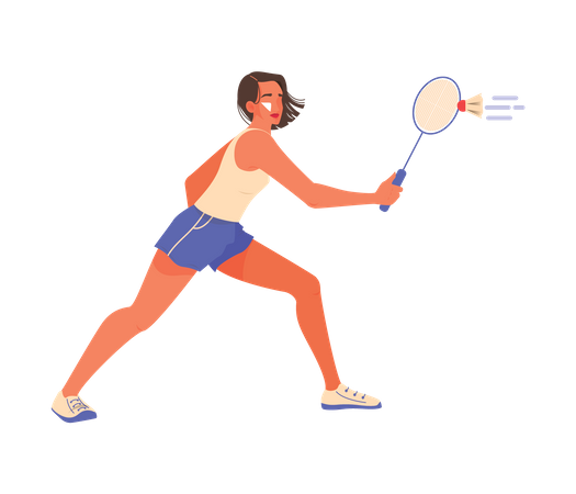 Female athlete playing badminton  Illustration