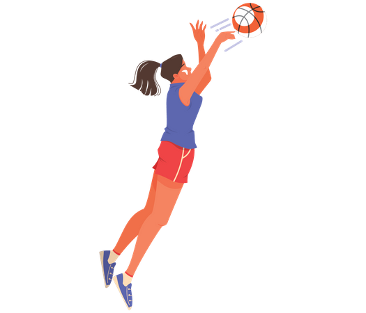 Female athlete playing basketball Illustration