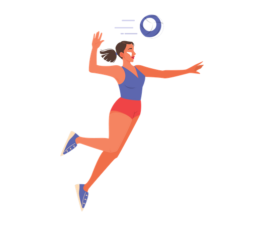 Female athlete playing beach volleyball Illustration