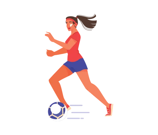 Female athlete playing football Illustration