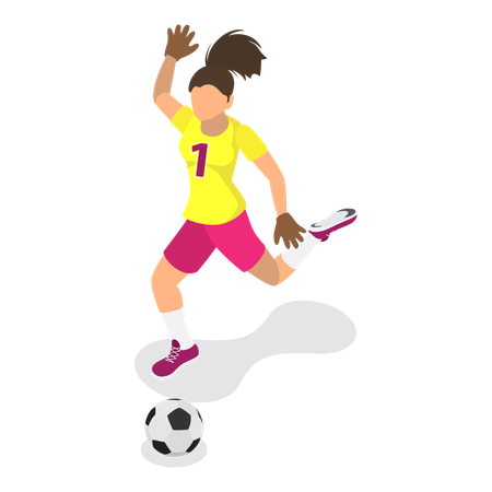 Female athlete playing football  Illustration