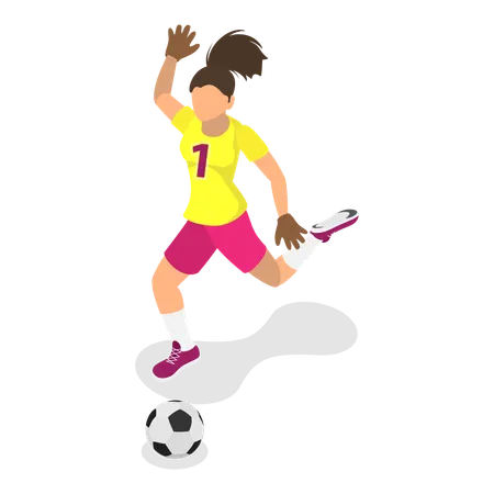 Female athlete playing football  Illustration