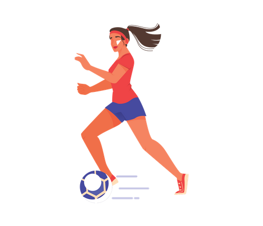 Female athlete playing football  Illustration