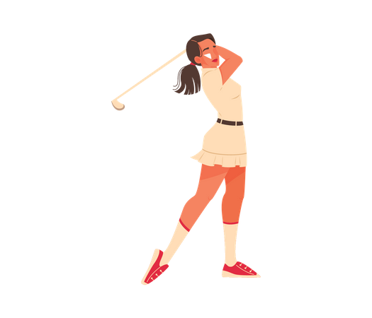 Female athlete playing golf Illustration